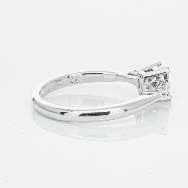18ct White Gold Emerald Cut Diamond Ring-Ring-Walker & Hall