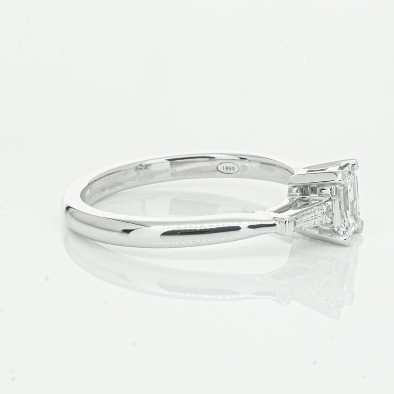 18ct White Gold Emerald Cut Diamond Ring-Ring-Walker & Hall