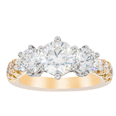 18ct Yellow Gold Diamond Three Stone Ring-Ring-Walker & Hall