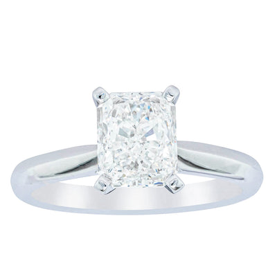 18ct White Gold Radiant Cut Diamond Venetian Ring-Ring-Walker & Hall