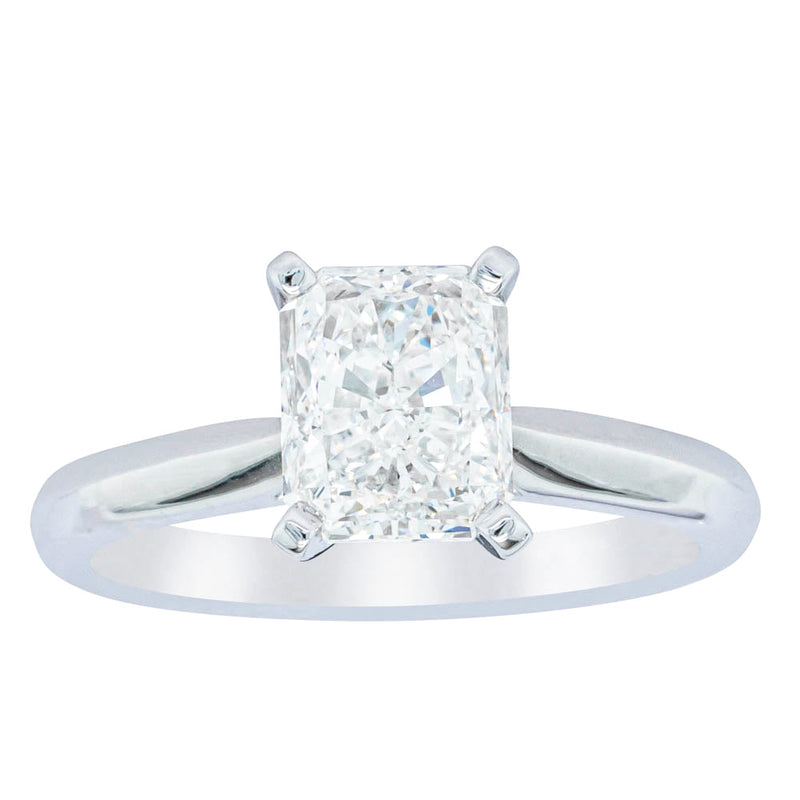 18ct White Gold Radiant Cut Diamond Venetian Ring-Ring-Walker & Hall
