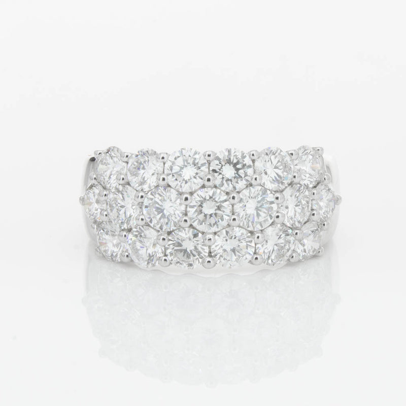 18ct White Gold Diamond Three Row Ring-Ring-Walker & Hall