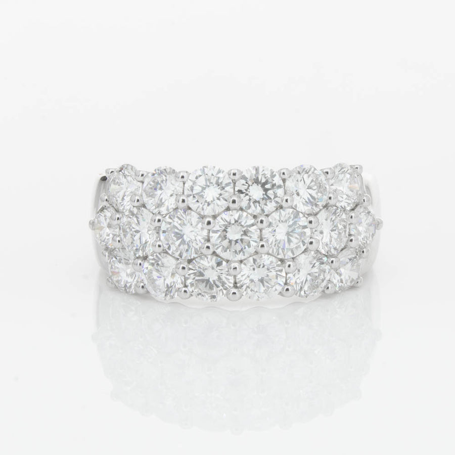 18ct White Gold Diamond Three Row Ring-Ring-Walker & Hall