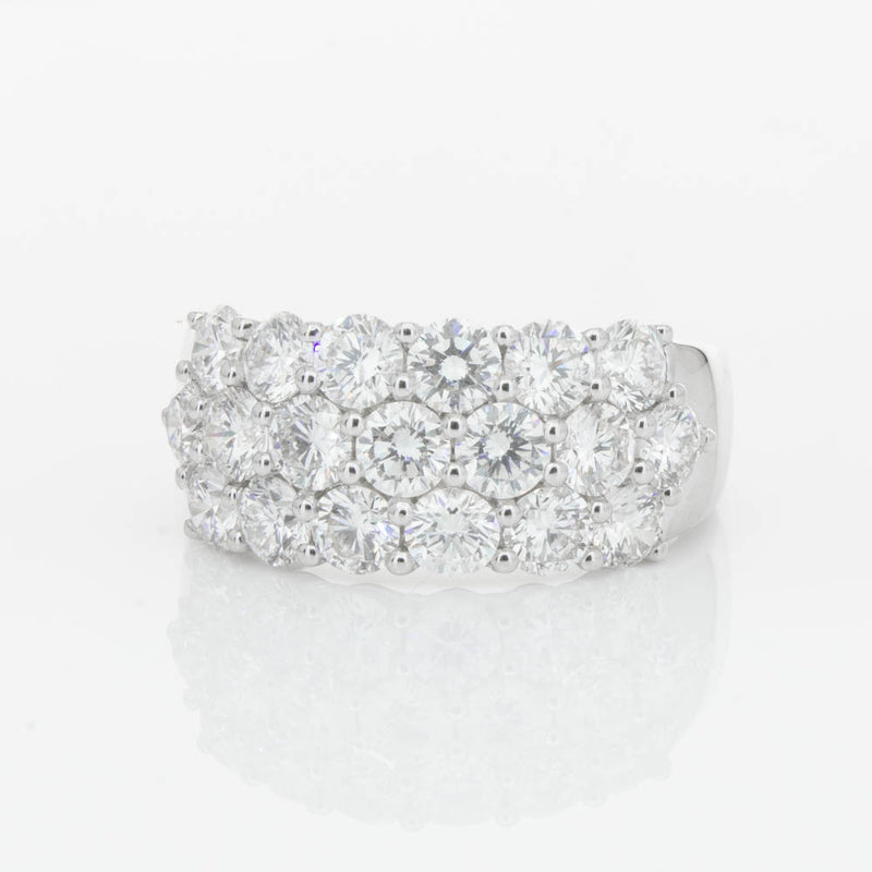 18ct White Gold Diamond Three Row Ring-Ring-Walker & Hall