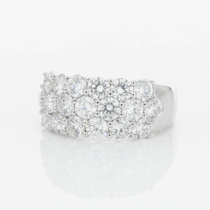 18ct White Gold Diamond Three Row Ring-Ring-Walker & Hall