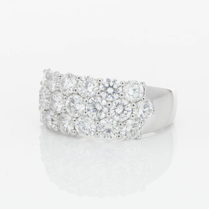 18ct White Gold Diamond Three Row Ring-Ring-Walker & Hall