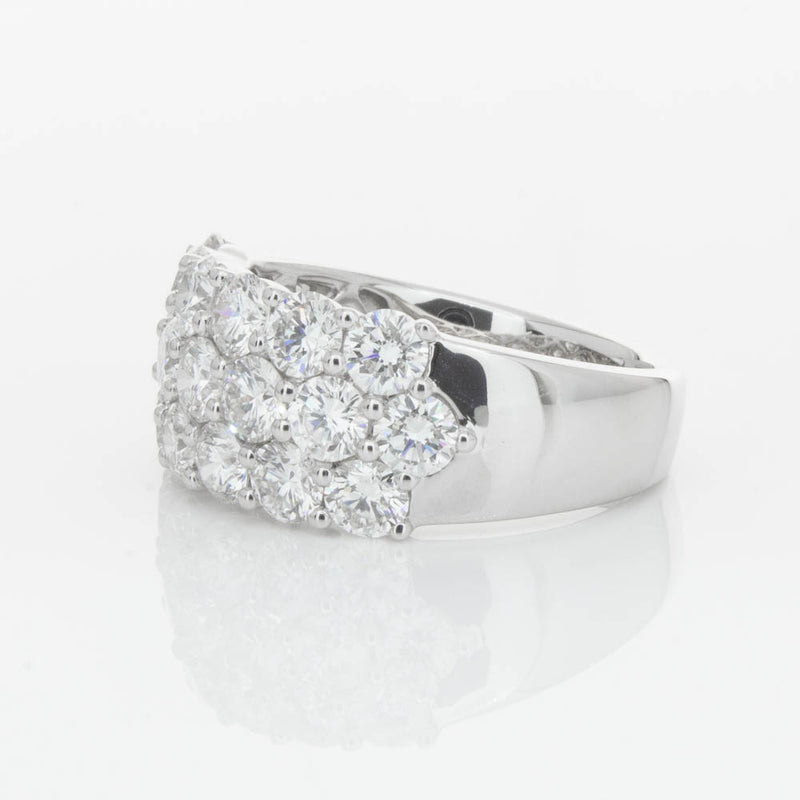 18ct White Gold Diamond Three Row Ring-Ring-Walker & Hall