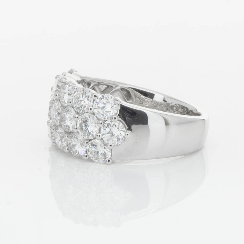 18ct White Gold Diamond Three Row Ring-Ring-Walker & Hall