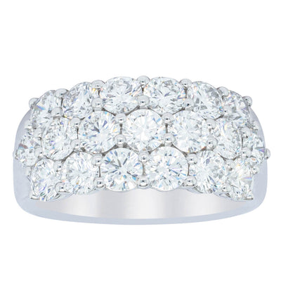 18ct White Gold Diamond Three Row Ring-Ring-Walker & Hall