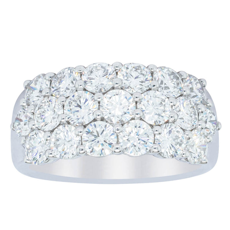 18ct White Gold Diamond Three Row Ring-Ring-Walker & Hall