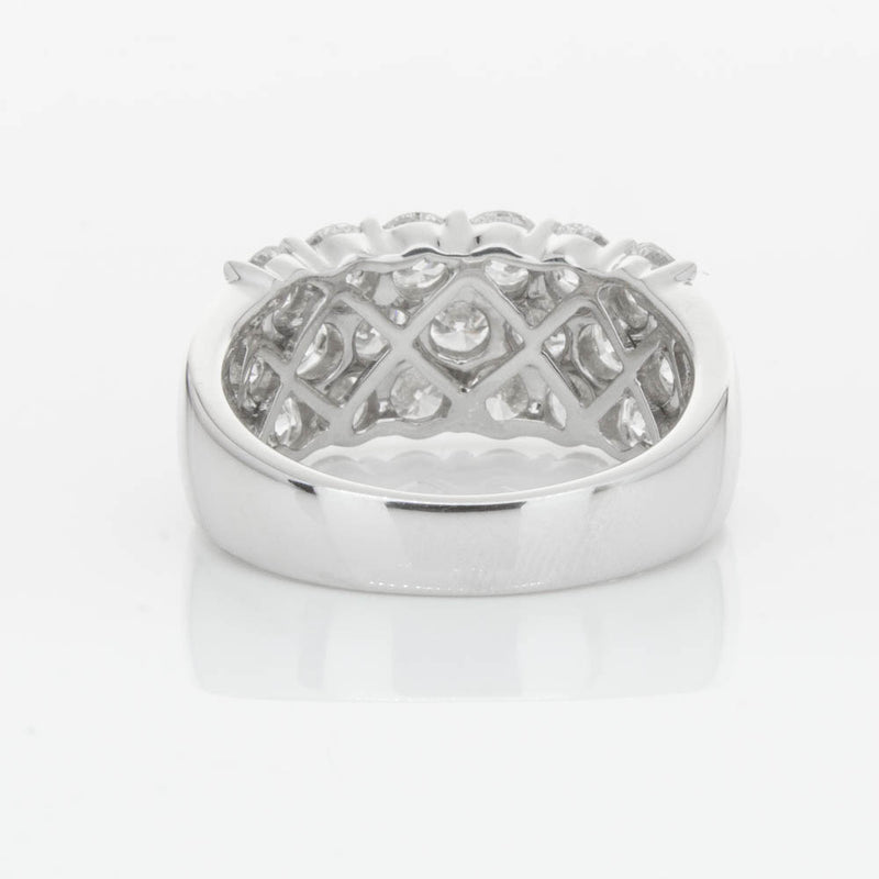 18ct White Gold Diamond Three Row Ring-Ring-Walker & Hall