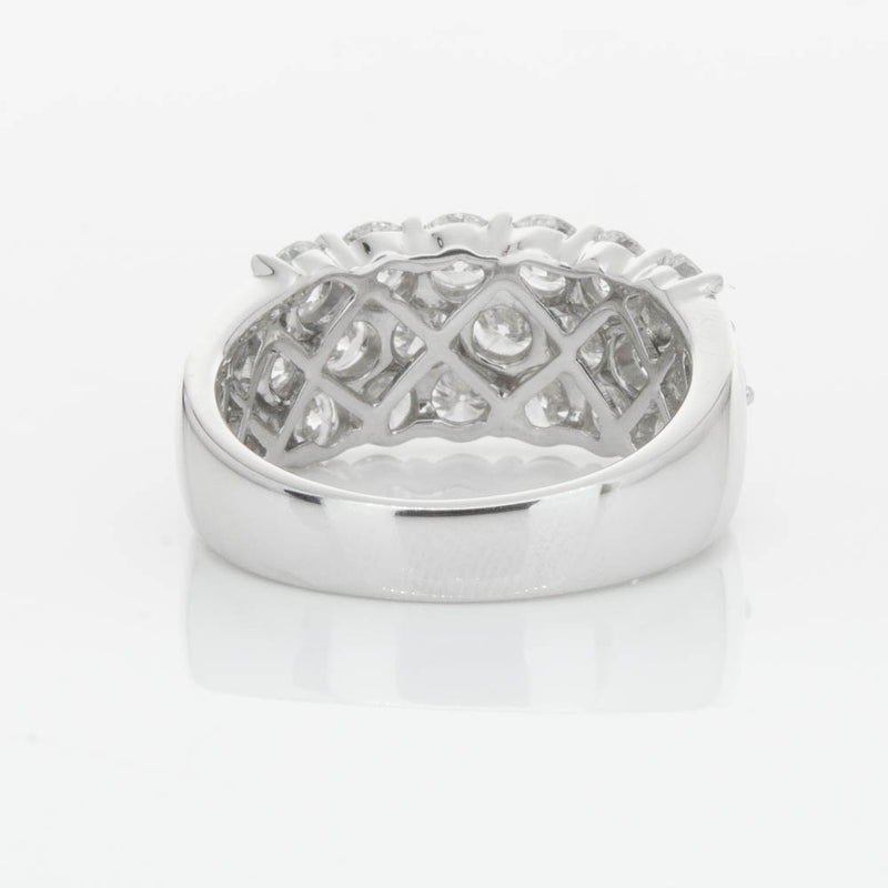 18ct White Gold Diamond Three Row Ring-Ring-Walker & Hall