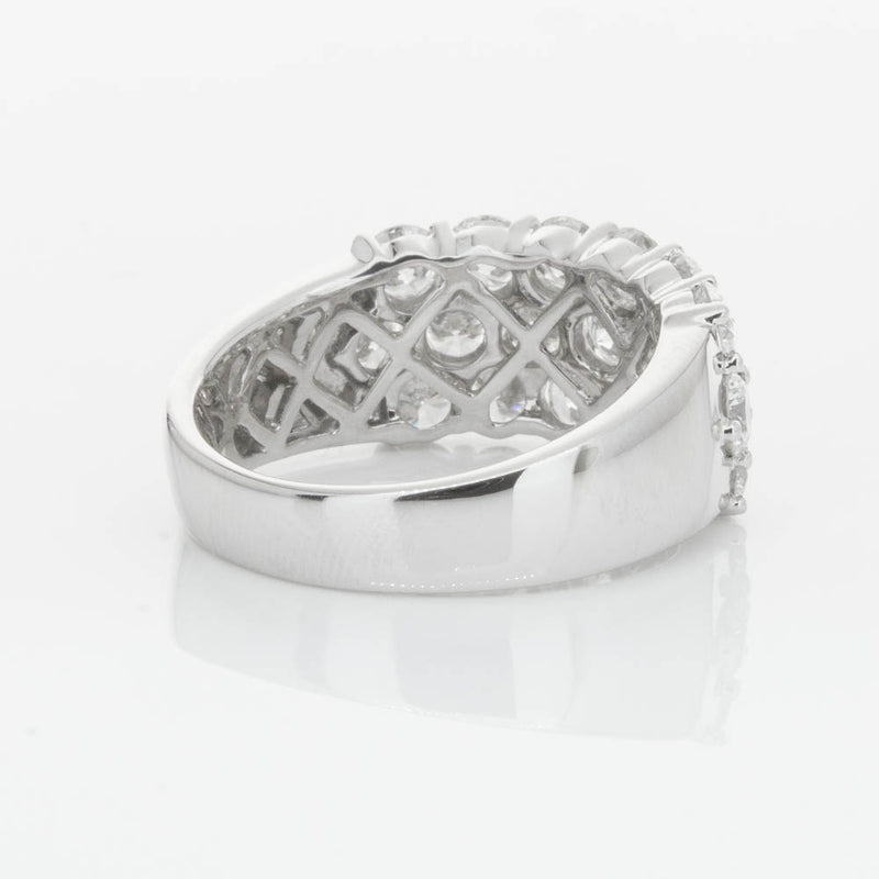 18ct White Gold Diamond Three Row Ring-Ring-Walker & Hall