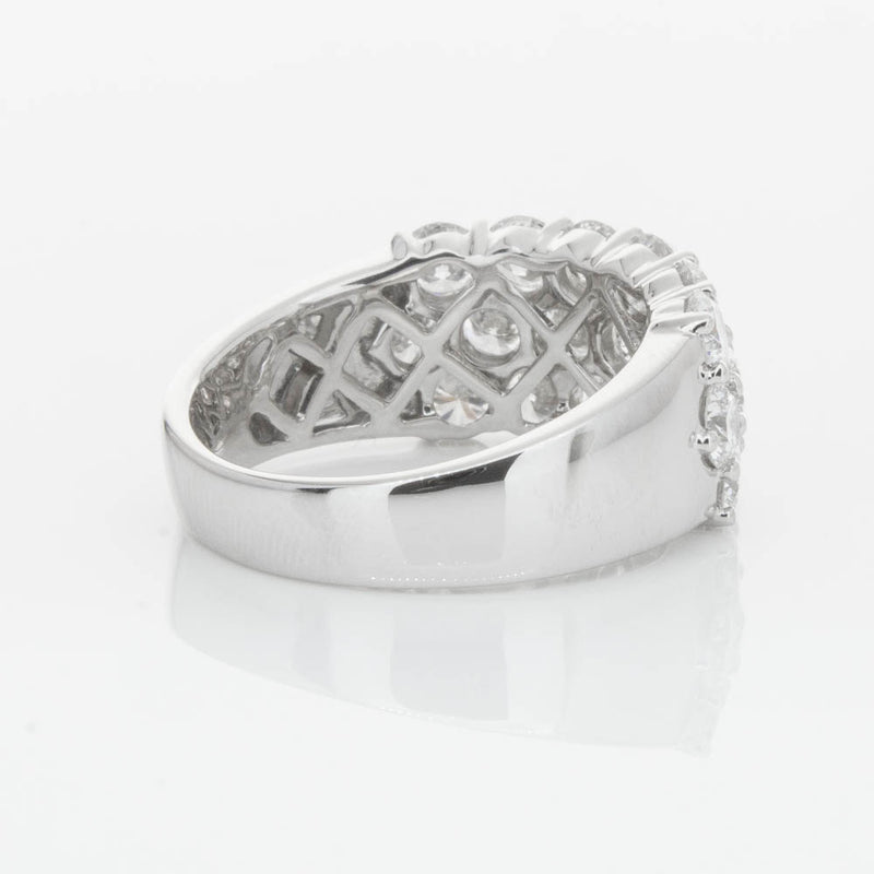 18ct White Gold Diamond Three Row Ring-Ring-Walker & Hall