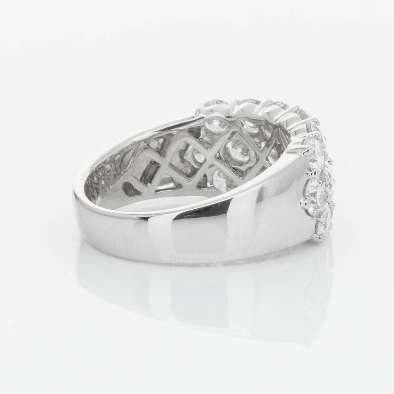 18ct White Gold Diamond Three Row Ring-Ring-Walker & Hall