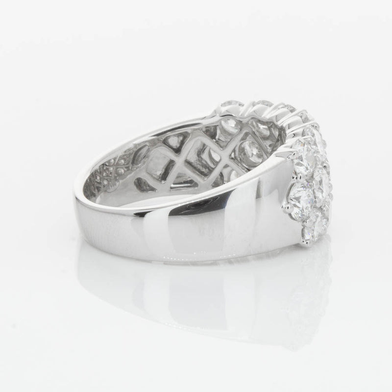 18ct White Gold Diamond Three Row Ring-Ring-Walker & Hall