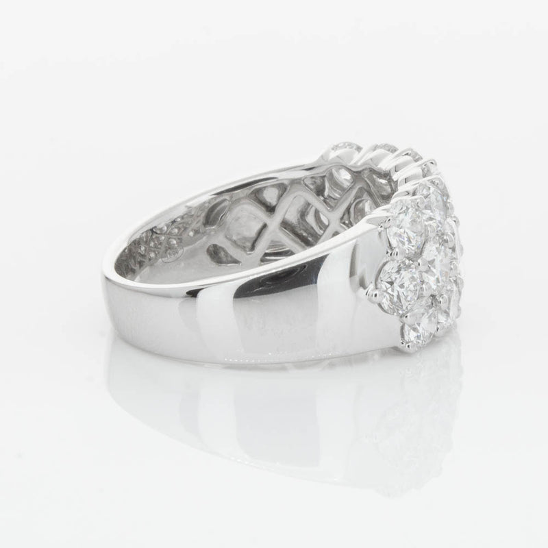 18ct White Gold Diamond Three Row Ring-Ring-Walker & Hall