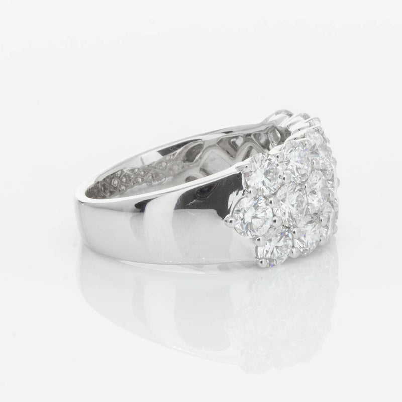 18ct White Gold Diamond Three Row Ring-Ring-Walker & Hall