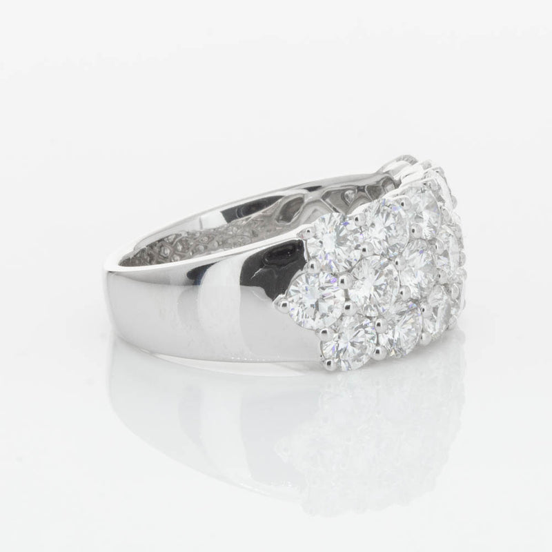 18ct White Gold Diamond Three Row Ring-Ring-Walker & Hall