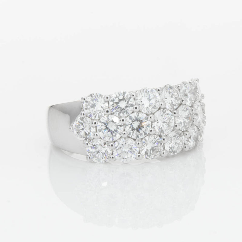 18ct White Gold Diamond Three Row Ring-Ring-Walker & Hall