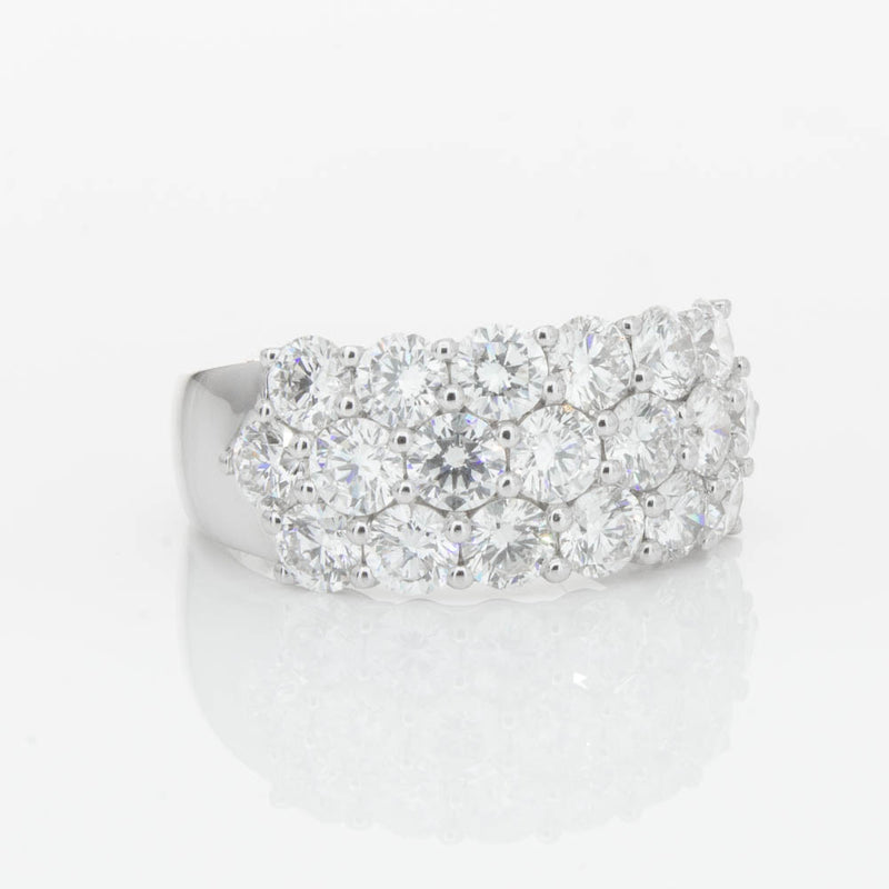 18ct White Gold Diamond Three Row Ring-Ring-Walker & Hall