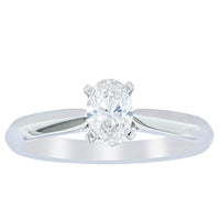 18ct White Gold .53ct Oval Diamond Venetian Ring-Ring-Walker & Hall