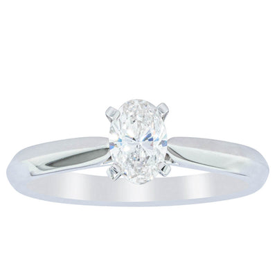 18ct White Gold .53ct Oval Diamond Venetian Ring-Ring-Walker & Hall