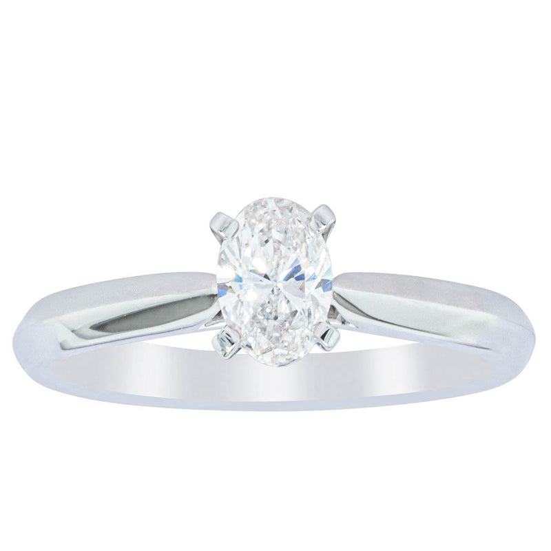 18ct White Gold .53ct Oval Diamond Venetian Ring-Ring-Walker & Hall