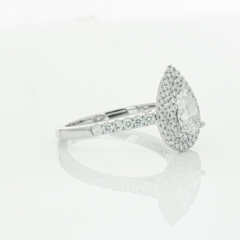 18ct White Gold Pear Cut Diamond Rosa Ring-Ring-Walker & Hall