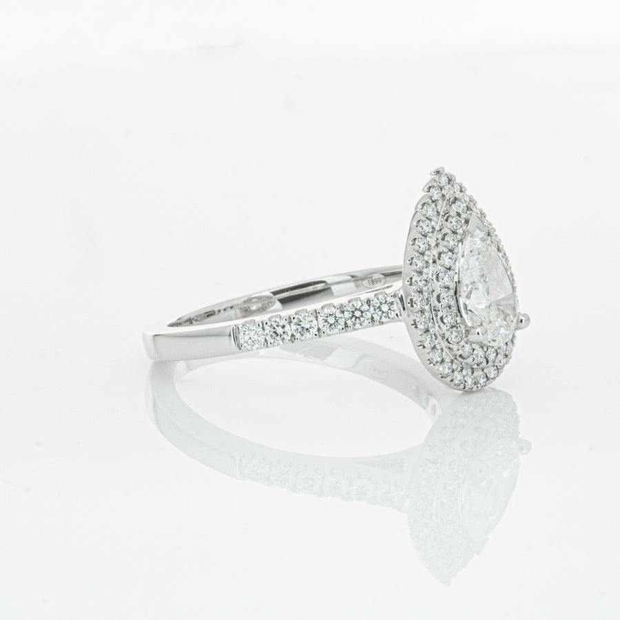 18ct White Gold Pear Cut Diamond Rosa Ring-Ring-Walker & Hall