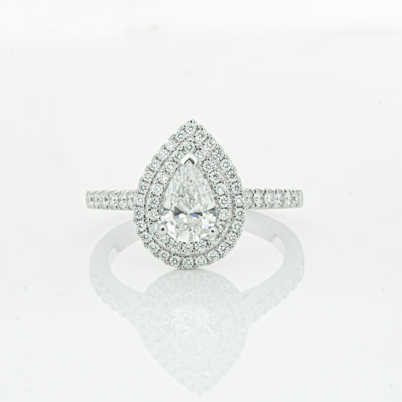 18ct White Gold Pear Cut Diamond Rosa Ring-Ring-Walker & Hall