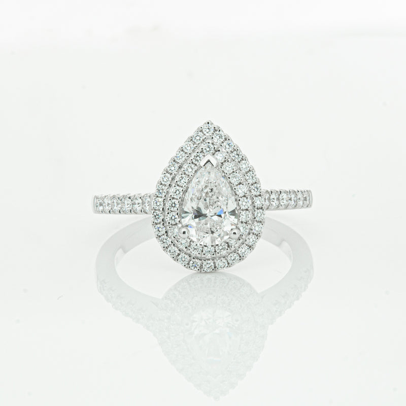 18ct White Gold Pear Cut Diamond Rosa Ring-Ring-Walker & Hall