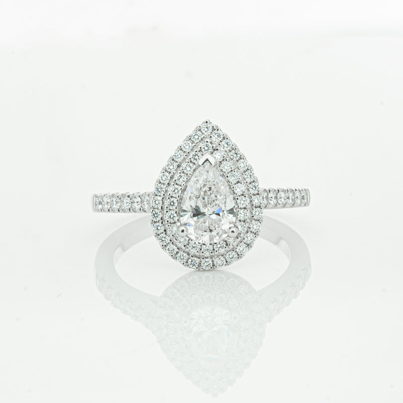 18ct White Gold Pear Cut Diamond Rosa Ring-Ring-Walker & Hall