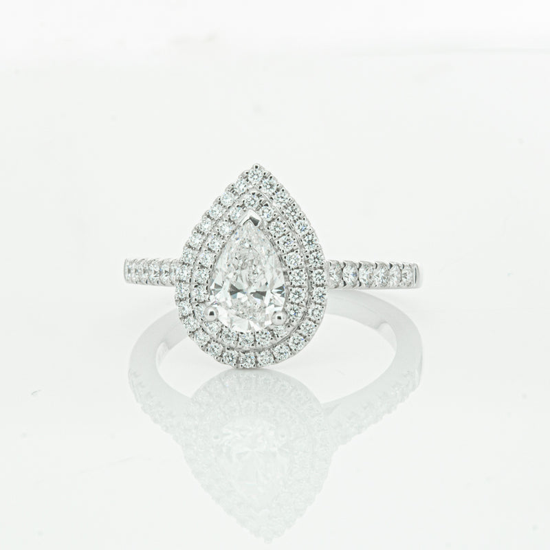 18ct White Gold Pear Cut Diamond Rosa Ring-Ring-Walker & Hall