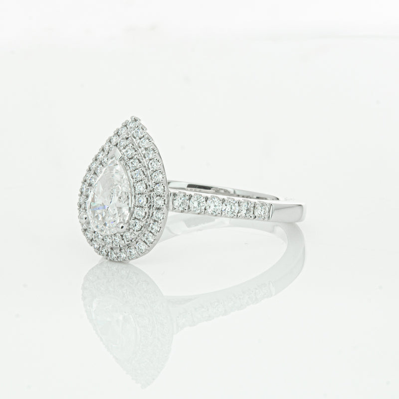 18ct White Gold Pear Cut Diamond Rosa Ring-Ring-Walker & Hall