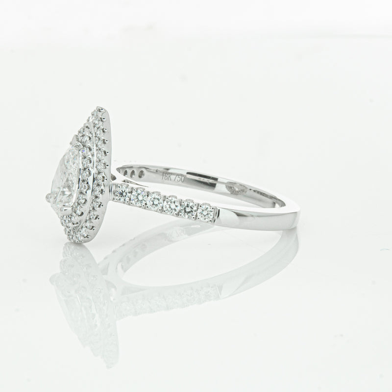 18ct White Gold Pear Cut Diamond Rosa Ring-Ring-Walker & Hall