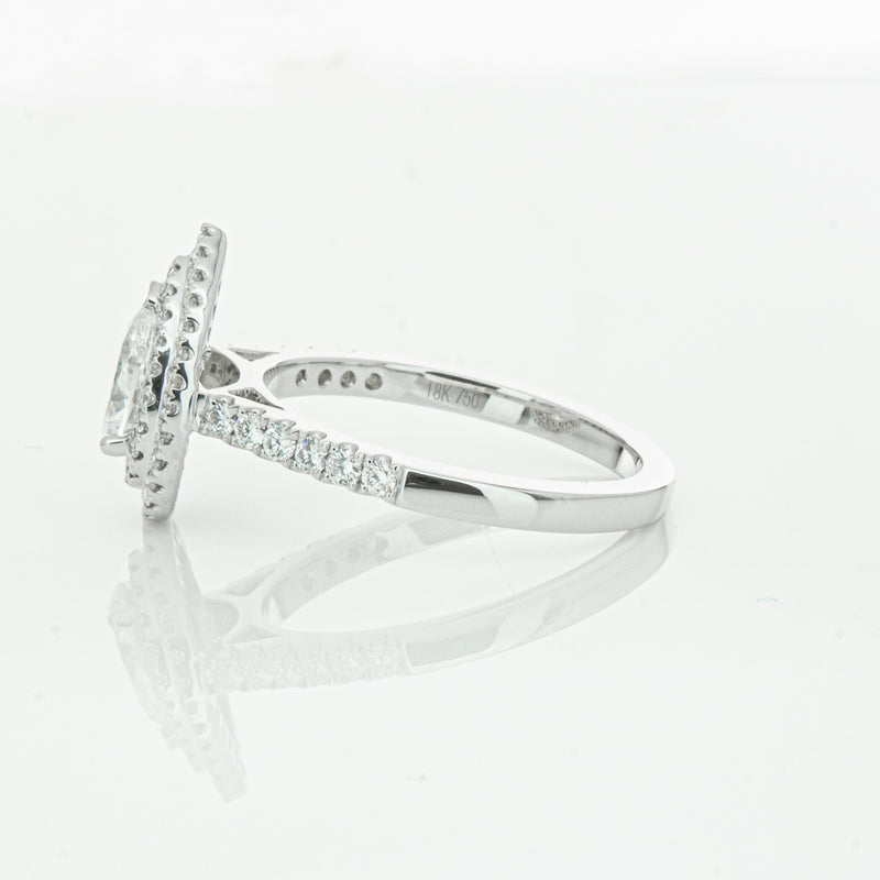 18ct White Gold Pear Cut Diamond Rosa Ring-Ring-Walker & Hall