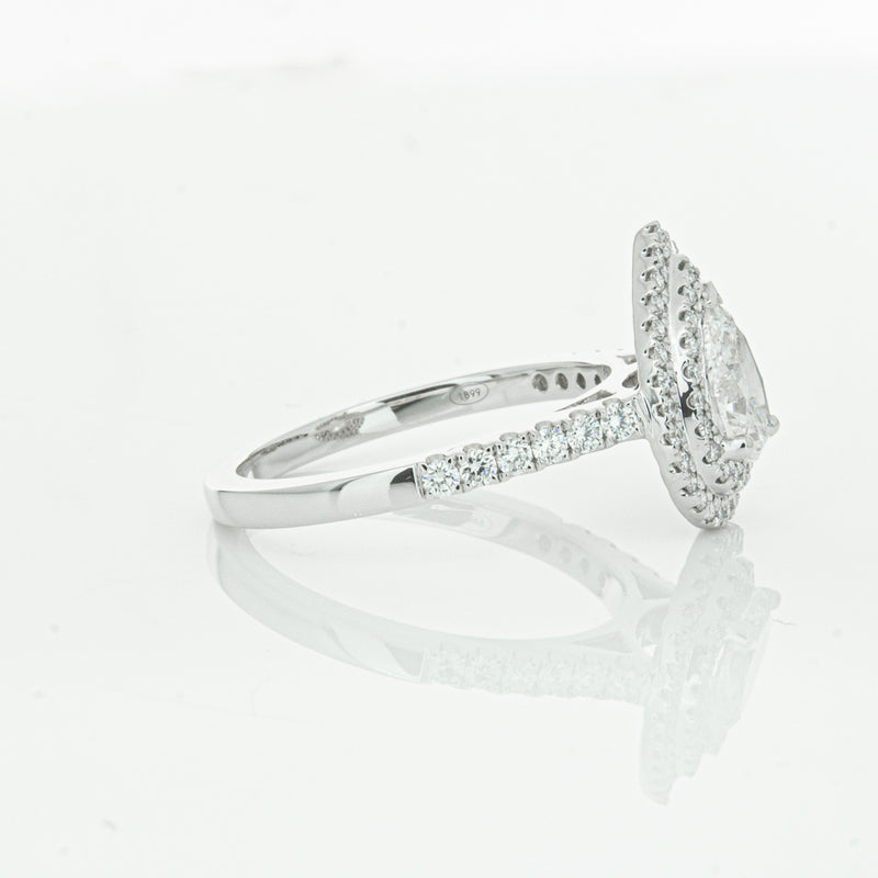 18ct White Gold Pear Cut Diamond Rosa Ring-Ring-Walker & Hall