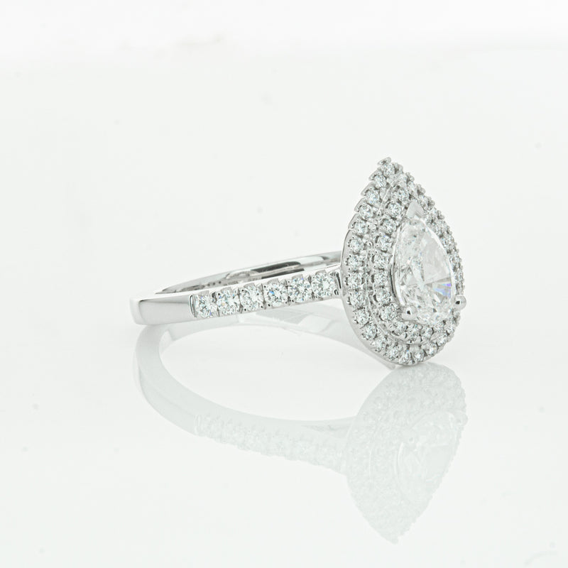 18ct White Gold Pear Cut Diamond Rosa Ring-Ring-Walker & Hall
