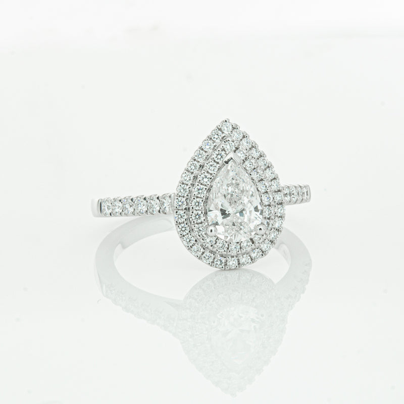 18ct White Gold Pear Cut Diamond Rosa Ring-Ring-Walker & Hall