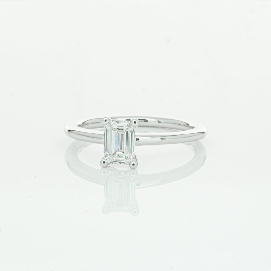 18ct White Gold .72ct Emerald Cut Diamond Melba Ring-Ring-Walker & Hall