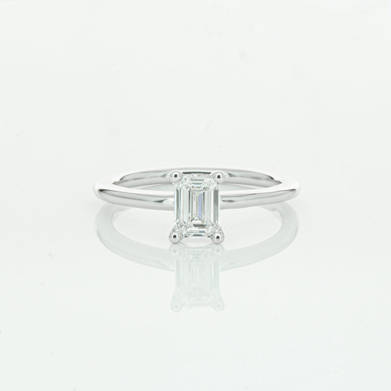 18ct White Gold .72ct Emerald Cut Diamond Melba Ring-Ring-Walker & Hall