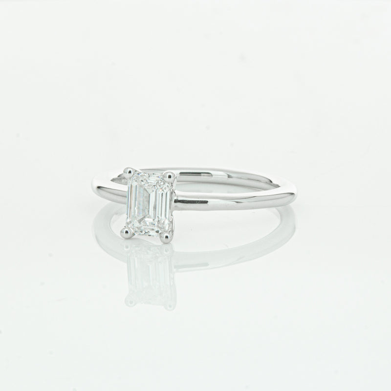 18ct White Gold .72ct Emerald Cut Diamond Melba Ring-Ring-Walker & Hall