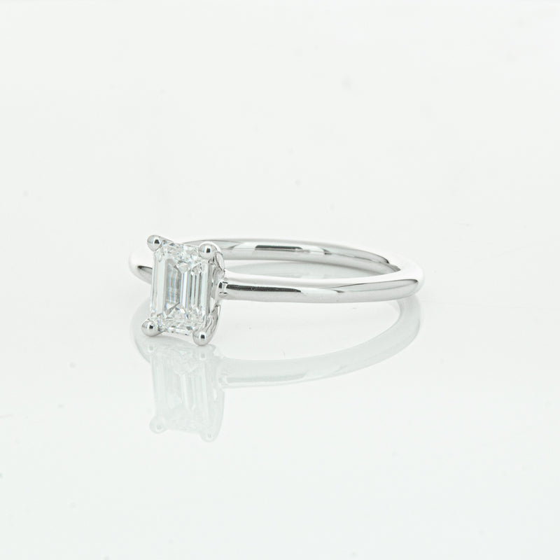 18ct White Gold .72ct Emerald Cut Diamond Melba Ring-Ring-Walker & Hall