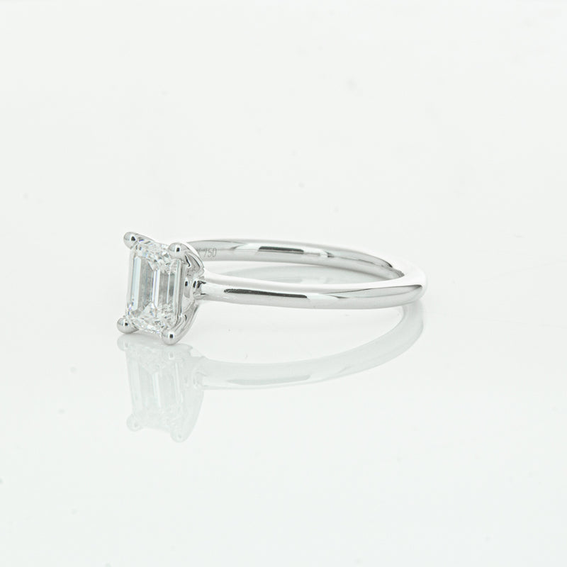 18ct White Gold .72ct Emerald Cut Diamond Melba Ring-Ring-Walker & Hall