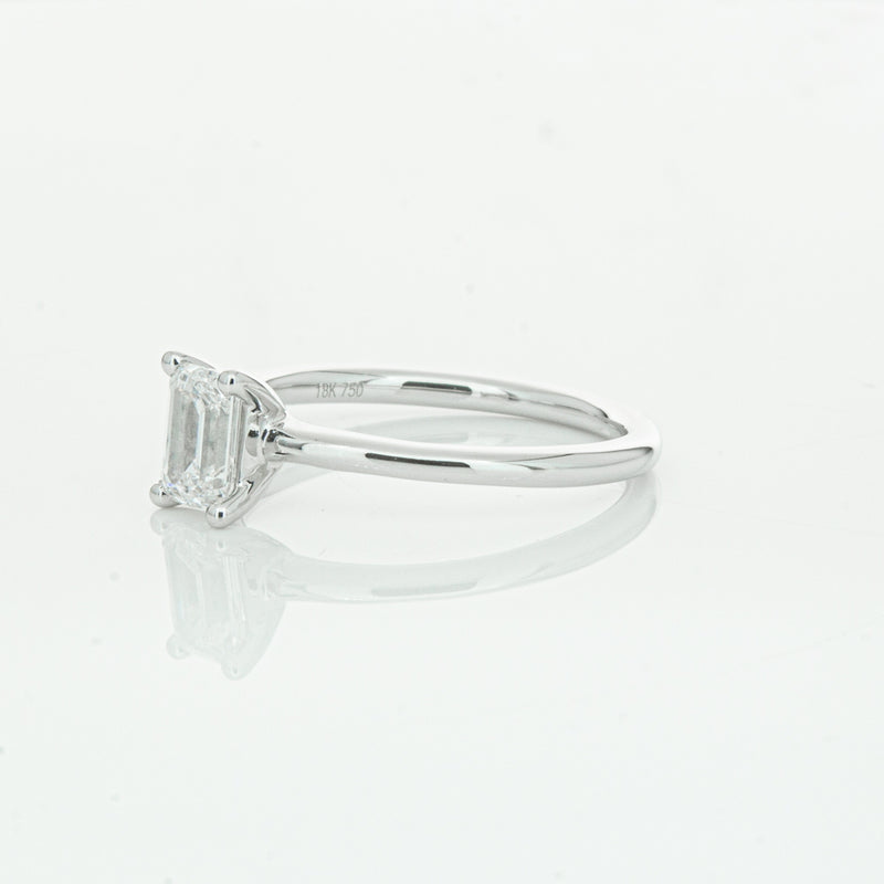 18ct White Gold .72ct Emerald Cut Diamond Melba Ring-Ring-Walker & Hall