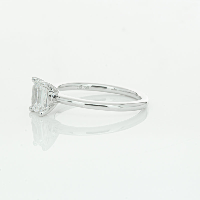 18ct White Gold .72ct Emerald Cut Diamond Melba Ring-Ring-Walker & Hall