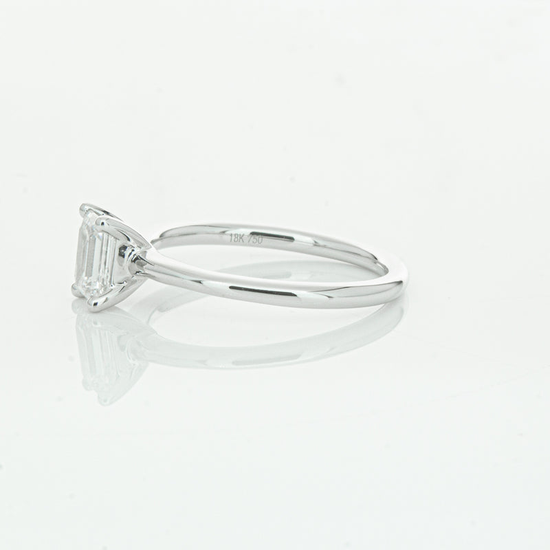 18ct White Gold .72ct Emerald Cut Diamond Melba Ring-Ring-Walker & Hall