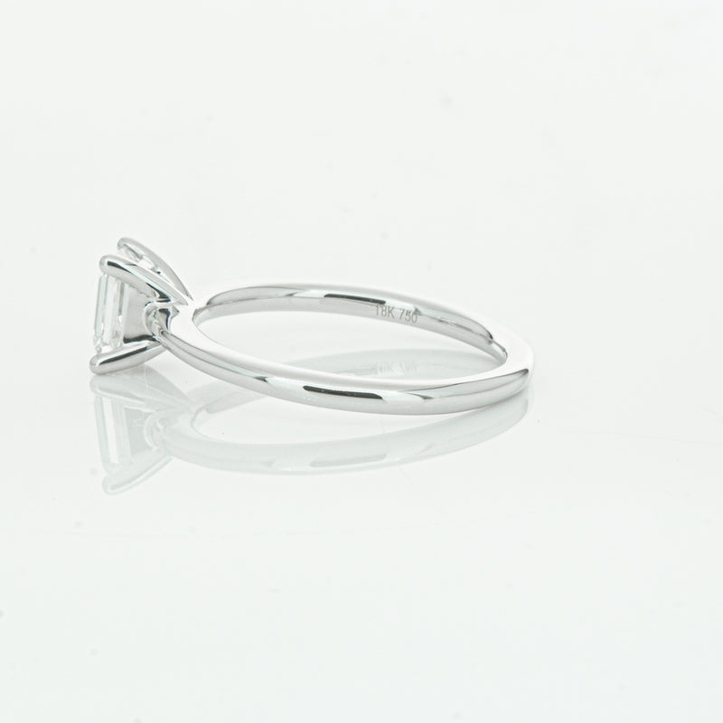 18ct White Gold .72ct Emerald Cut Diamond Melba Ring-Ring-Walker & Hall