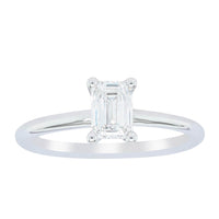 18ct White Gold .72ct Emerald Cut Diamond Melba Ring-Ring-Walker & Hall